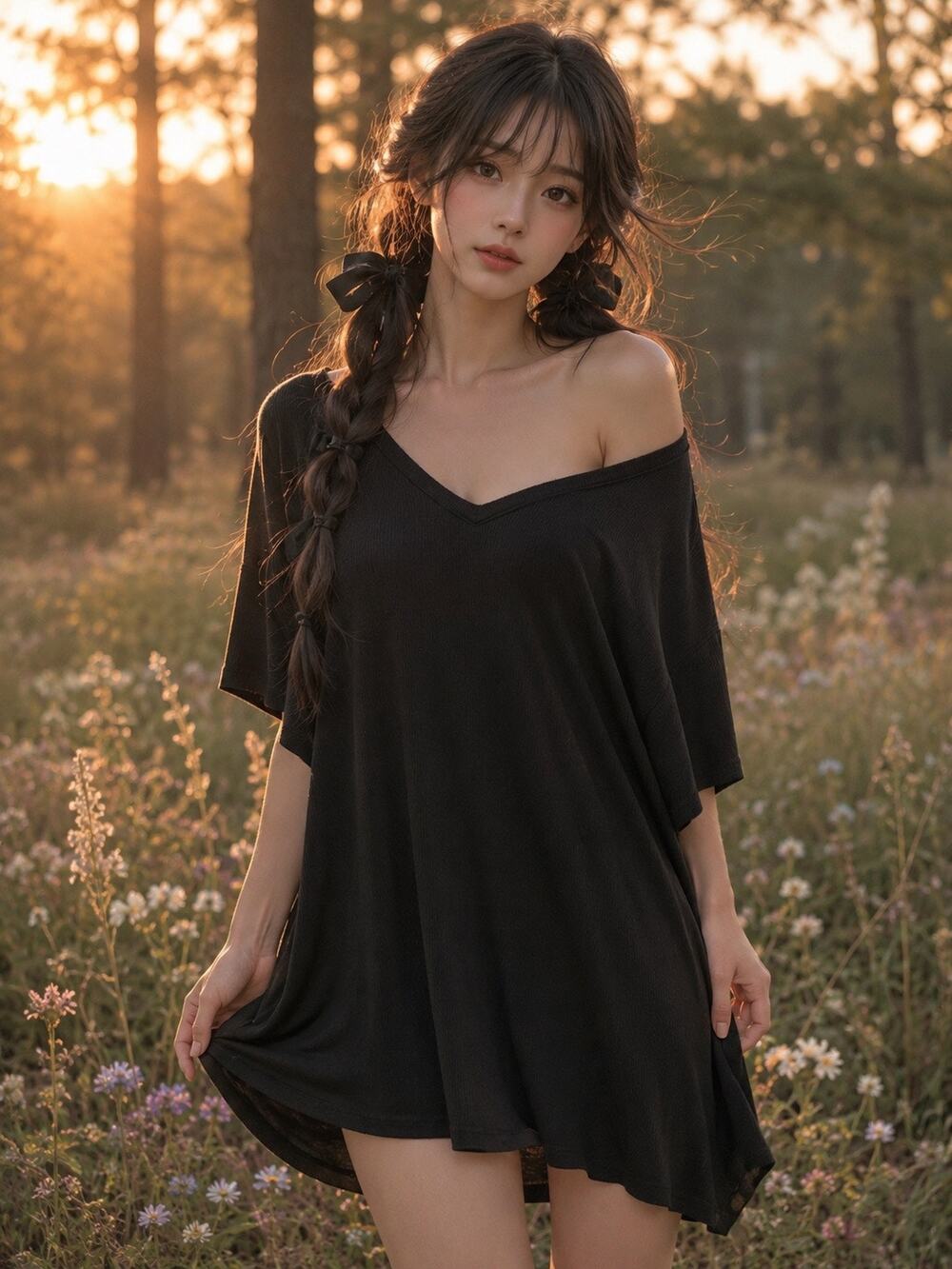 Slow Mornings + Cozy sips of Quiet ultra slouchy drapey tunic top fine ribbed